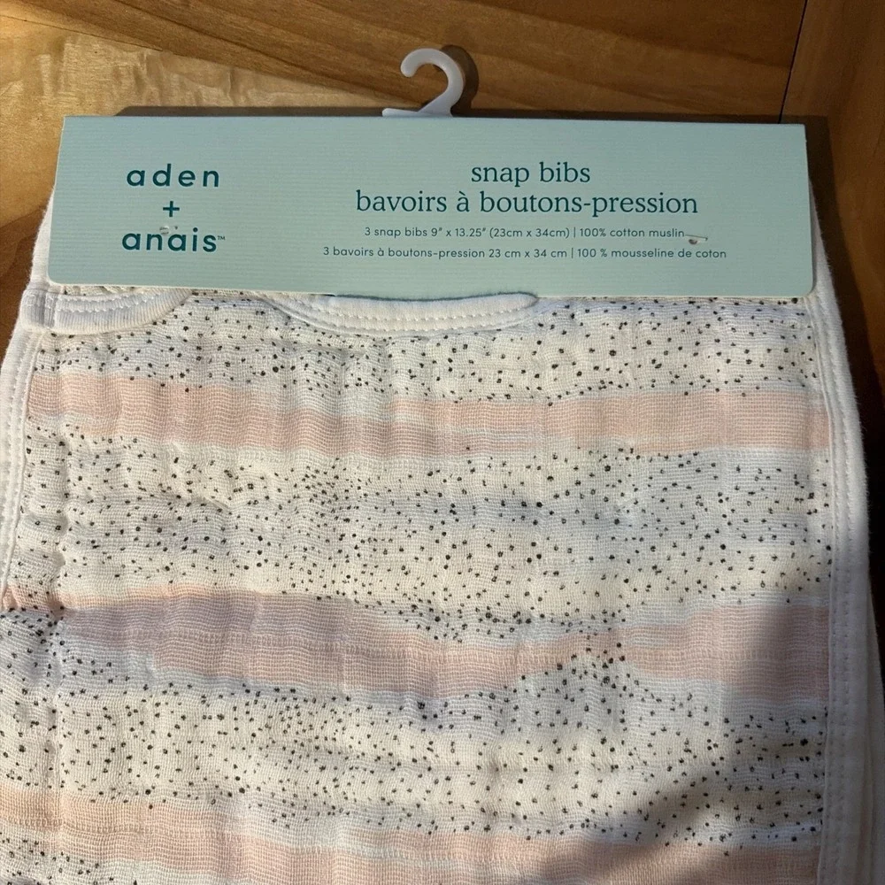 Aden + Anais Flowers Birds Print NEW Classic Muslin Snap Bibs & Burb Cloths NIP